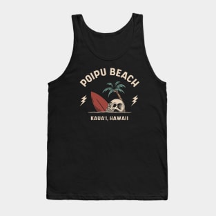 Vintage Surfing Poipu Beach Kauai Hawaii // Retro Surf Skull Tank Top